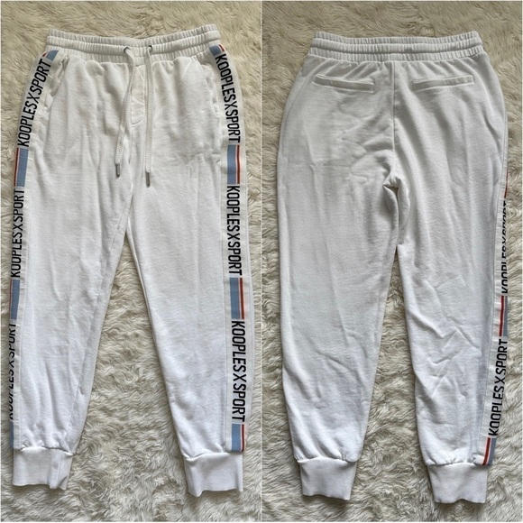 The Kooples Sweatpants Kooples x Sport Ecru Joggers Stretch Waist Logo Trim 2 - Picture 3 of 11